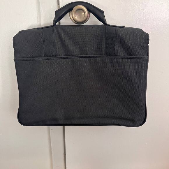 Cole Haan Canvas Leather Trim Briefcase Bag Grey Black 16" Messenger Laptop Bag - Picture 15 of 16